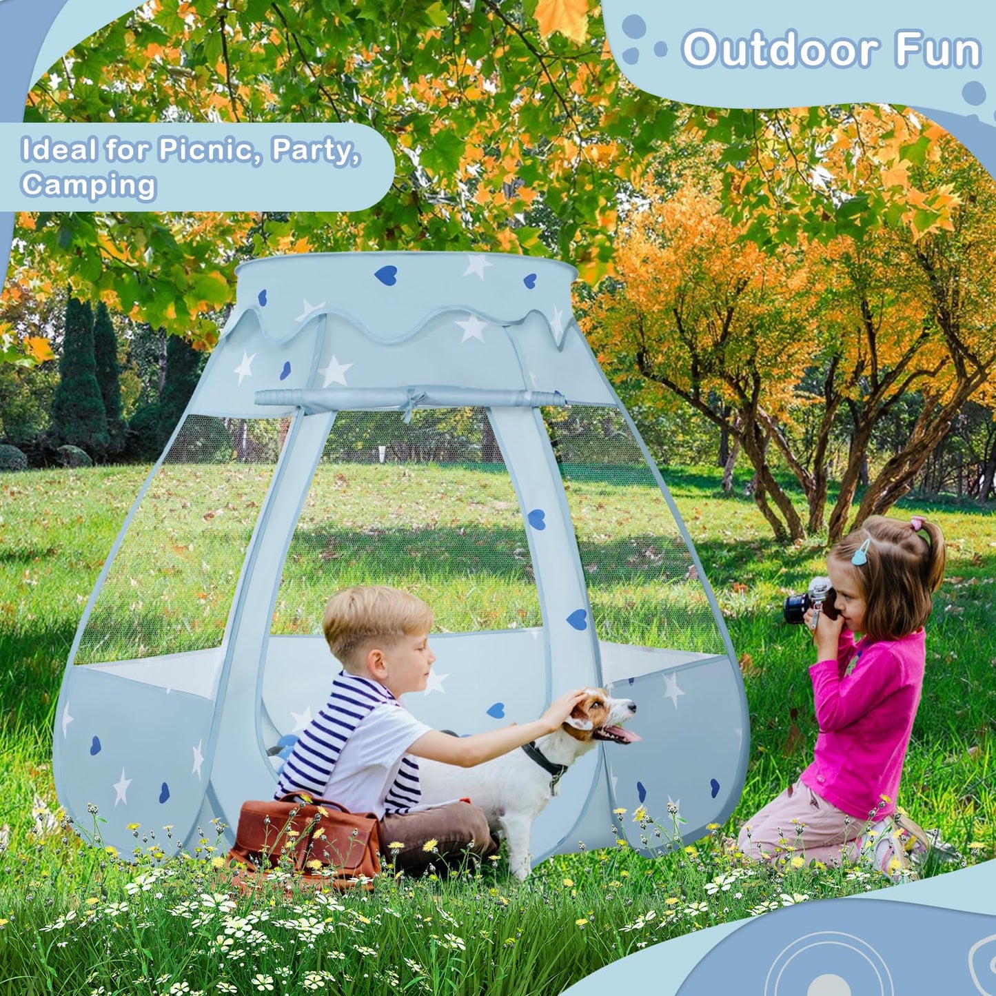 Wilhunter Baby Ball Pit & Pop Up Tent – 50 Balls, 109x90 cm, Greyish-Blue