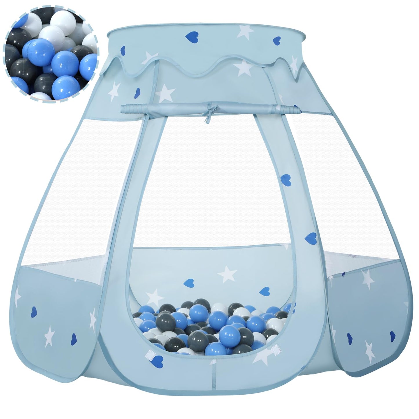 Wilhunter Baby Ball Pit & Pop Up Tent – 50 Balls, 109x90 cm, Greyish-Blue