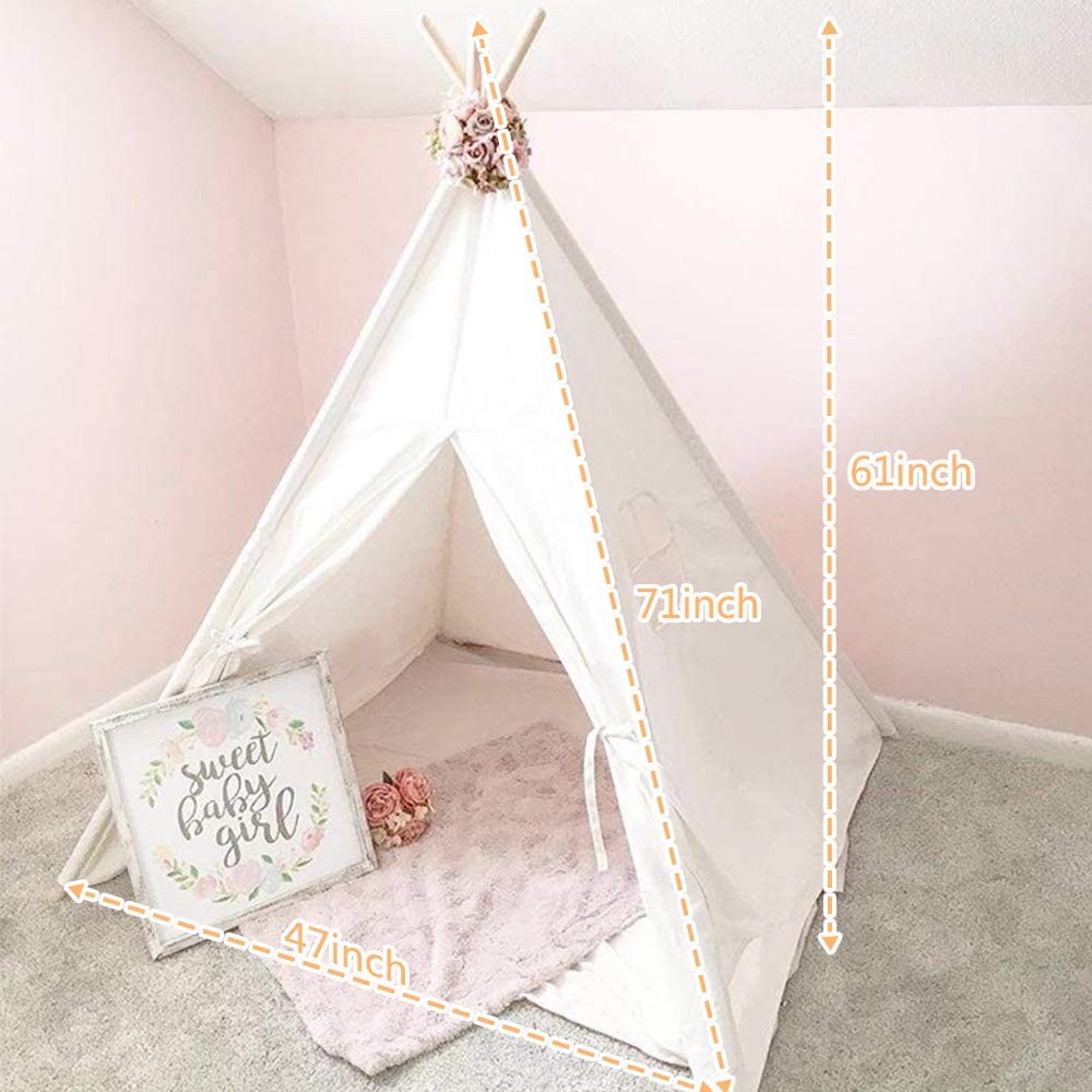 Wilhunter Kids Teepee Tent with Star Lights – Indoor Playhouse