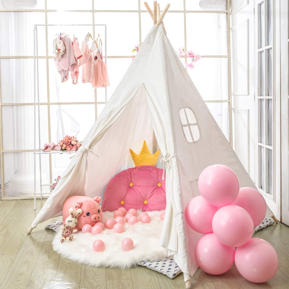Wilhunter Kids Teepee Tent with Star Lights – Indoor Playhouse