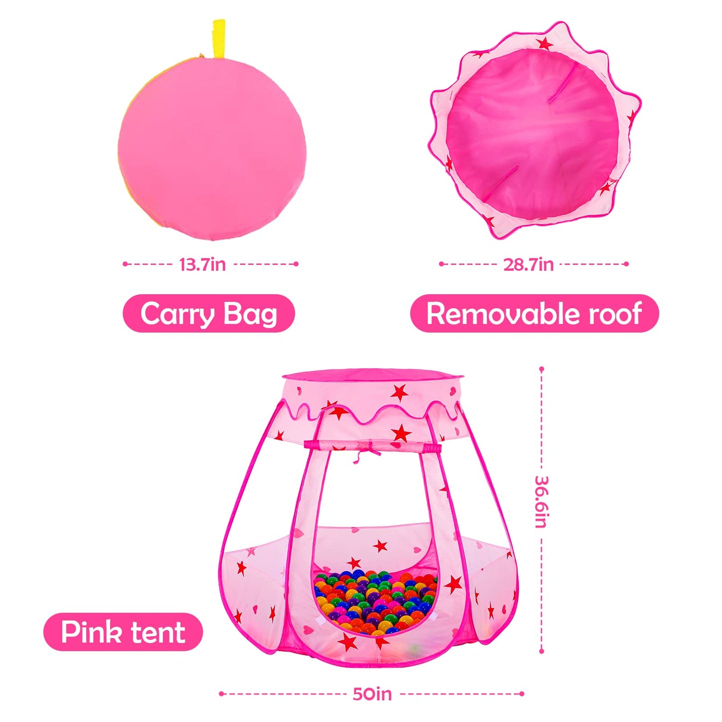 Wilhunter Baby Ball Pit Tent with 50 Balls — Pop Up Play House for Toddlers
