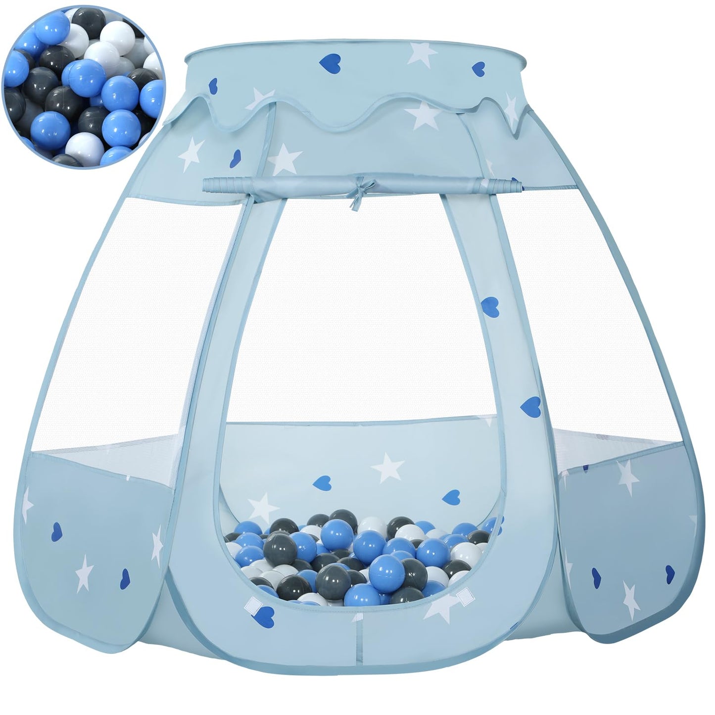 Wilhunter Baby Ball Pit & Pop Up Tent – 50 Balls, 109x90 cm, Greyish-Blue