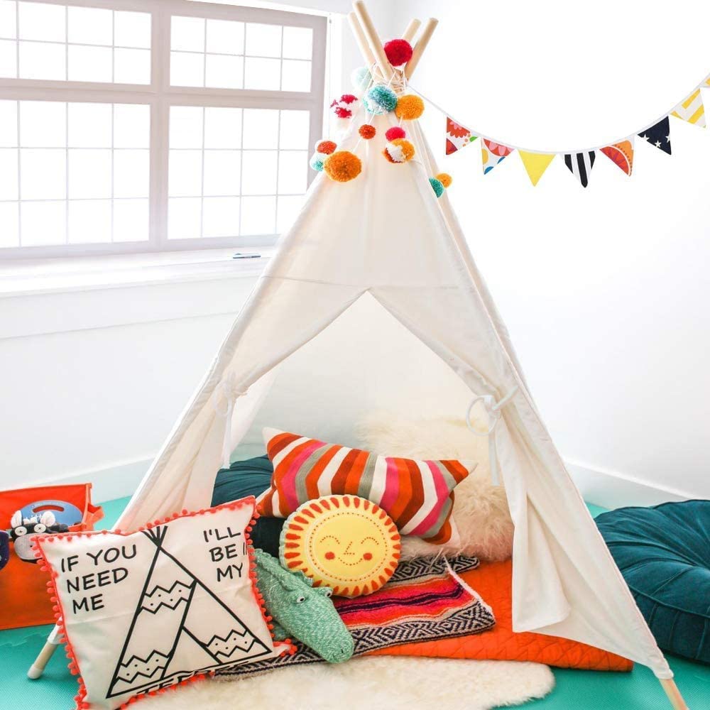 Wilhunter Kids Teepee Tent with Star Lights – Indoor Playhouse