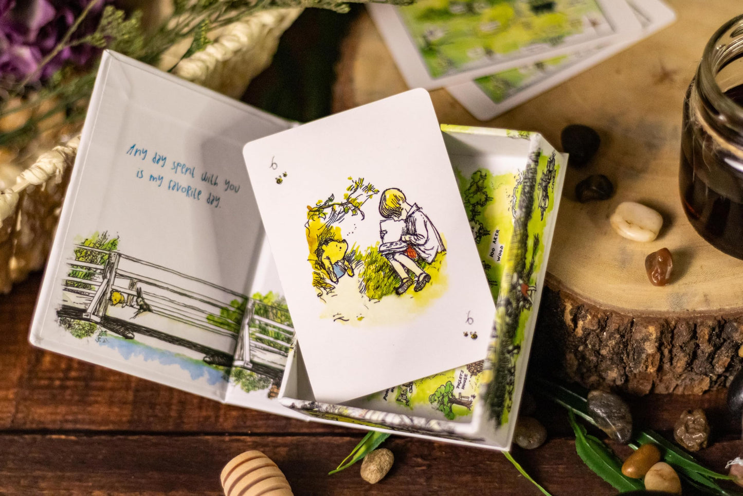 WILLBERTRON Luxury Hundred Acre Wood Playing Cards – Premium Gold-Edged Deck with Magnetic Flip Box