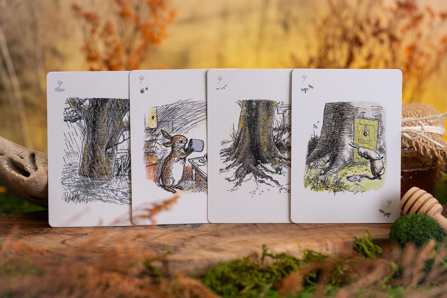 WILLBERTRON Luxury Hundred Acre Wood Playing Cards – Premium Gold-Edged Deck with Magnetic Flip Box