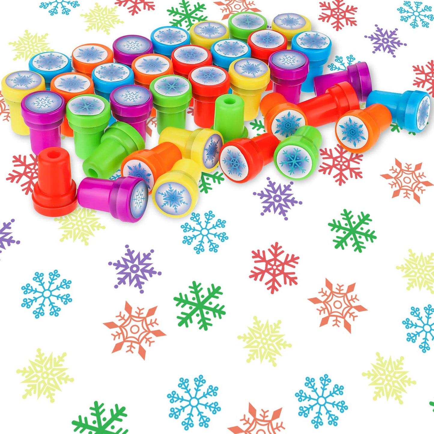 Willbond 36-Piece Snowflake Stamps Set | Self-Inking Colorful Winter Stamps for Cards & Party Favors