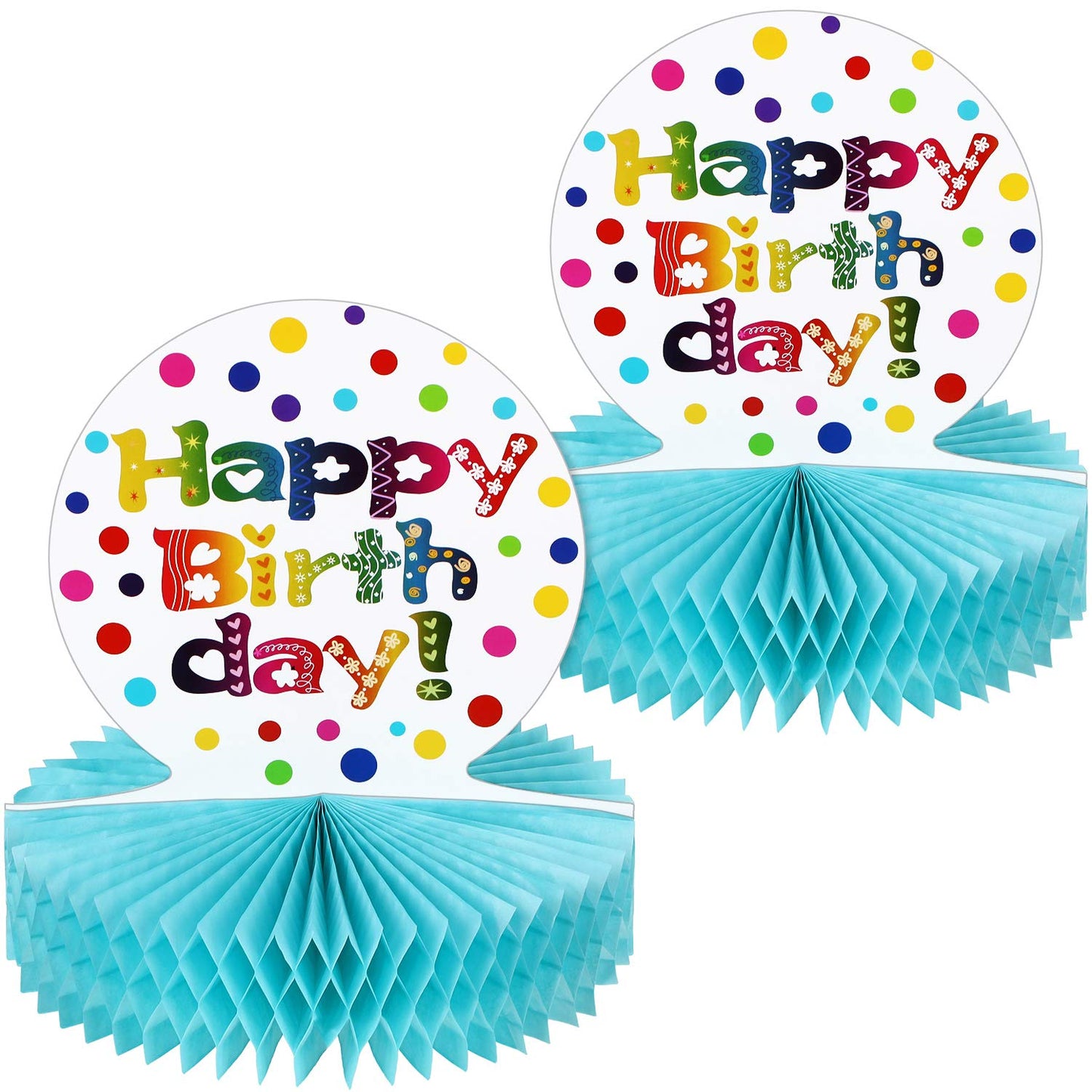WILLBOND Rainbow Honeycomb Centerpieces – 2-Pack Birthday Table Decor
