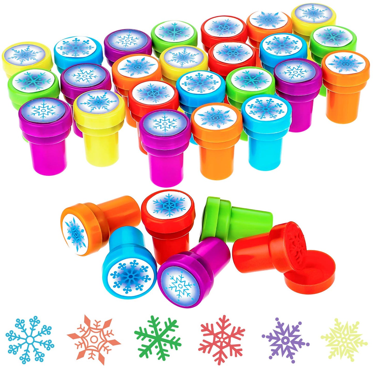 Willbond 36-Piece Snowflake Stamps Set | Self-Inking Colorful Winter Stamps for Cards & Party Favors