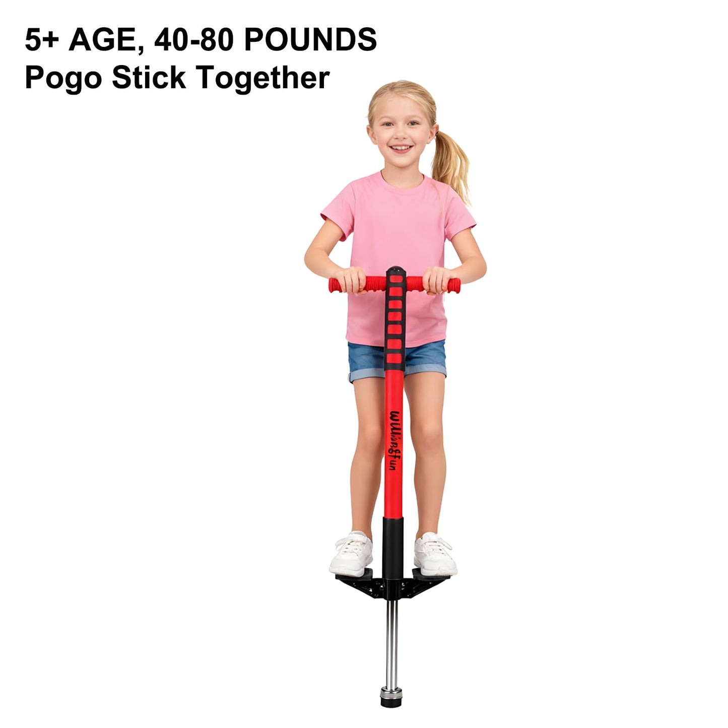 Willingfun Pogo Stick for Kids - Beginner-Friendly Outdoor Fun (Ages 5-10, 40-80 lbs)