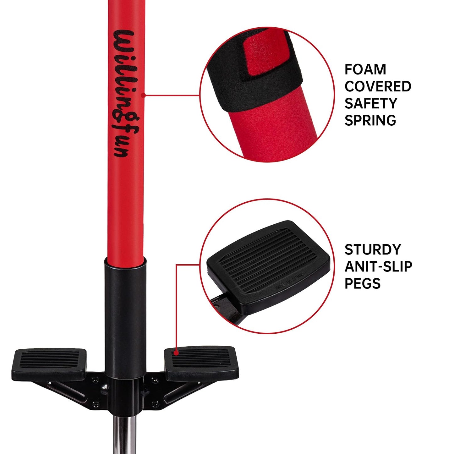 Willingfun Pogo Stick for Kids - Beginner-Friendly Outdoor Fun (Ages 5-10, 40-80 lbs)