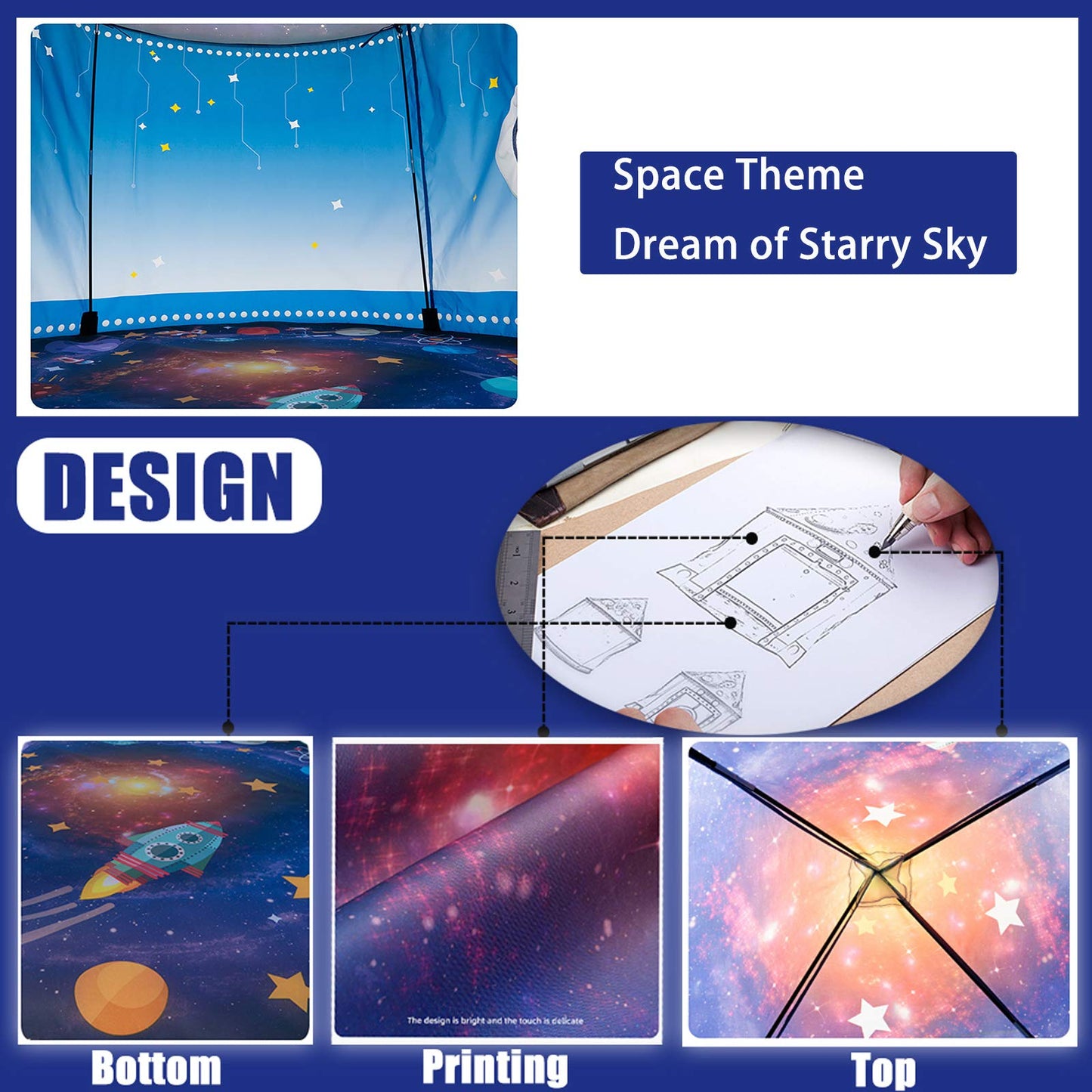 WillingHeart Rocket Ship Play Tent for Kids – Indoor/Outdoor Pop-Up Space Playhouse