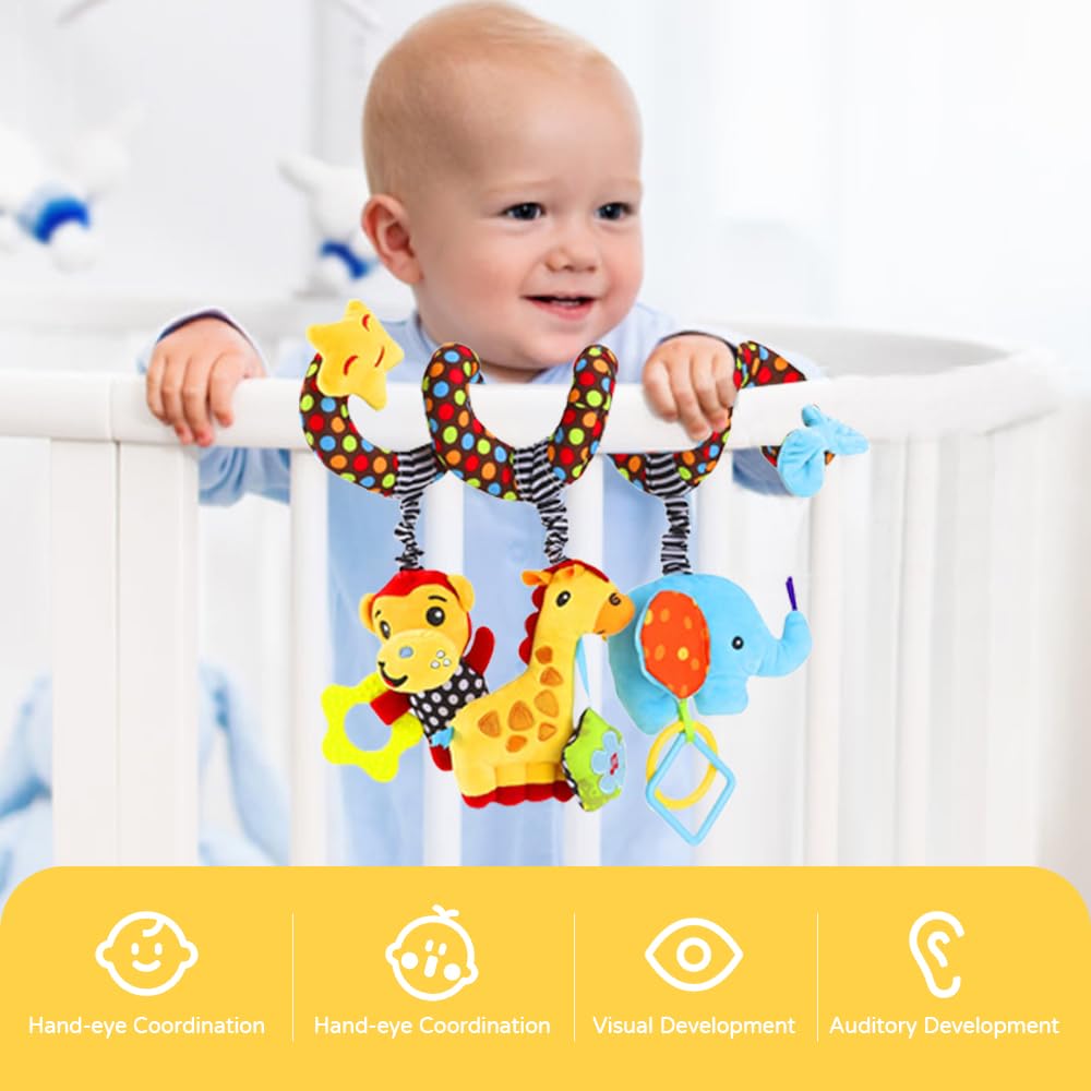 WILLWAY Car Seat Toys & Stroller Toy – Spiral Hanging Sensory Toys for 0-12 Months