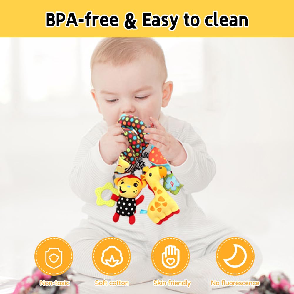 WILLWAY Car Seat Toys & Stroller Toy – Spiral Hanging Sensory Toys for 0-12 Months