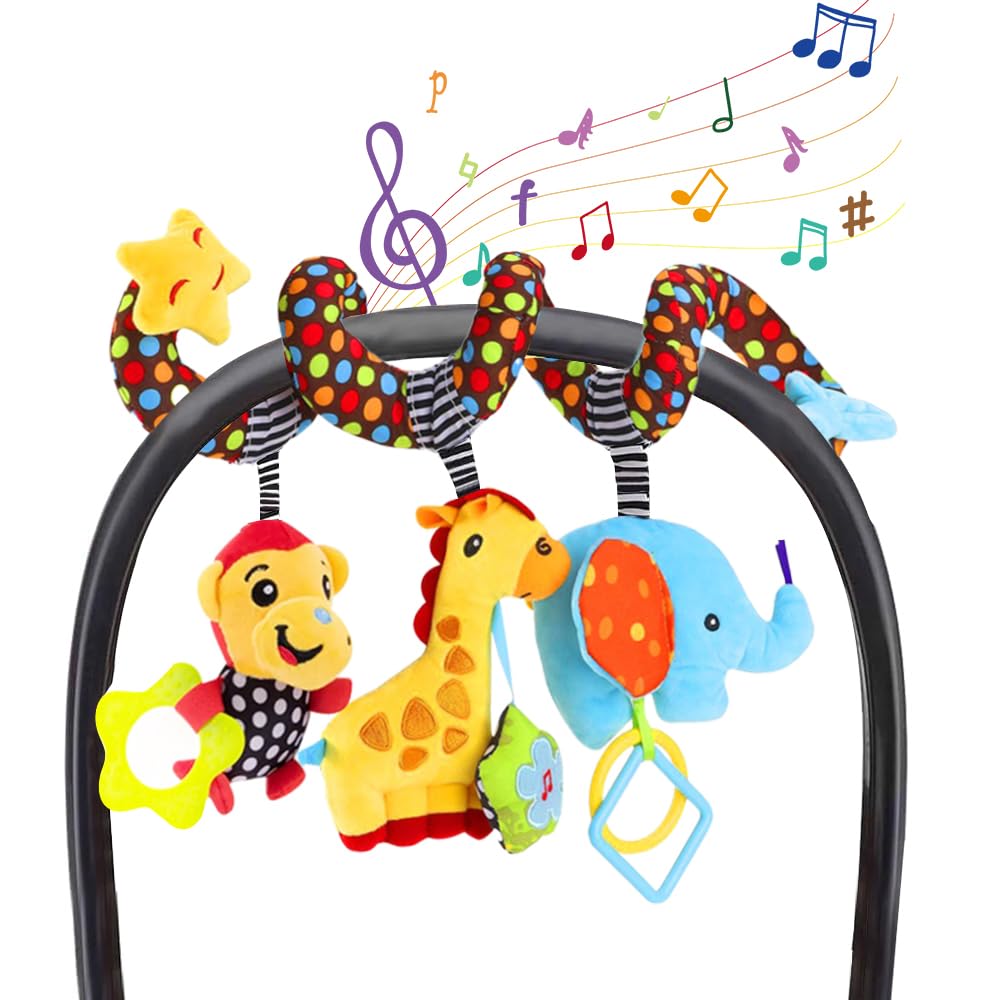 WILLWAY Car Seat Toys & Stroller Toy – Spiral Hanging Sensory Toys for 0-12 Months