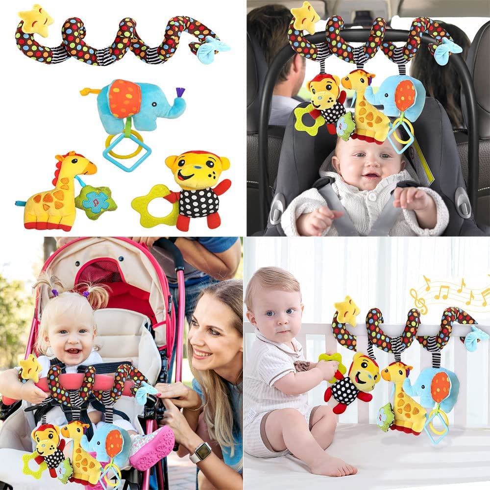 WILLWAY Car Seat Toys & Stroller Toy – Spiral Hanging Sensory Toys for 0-12 Months