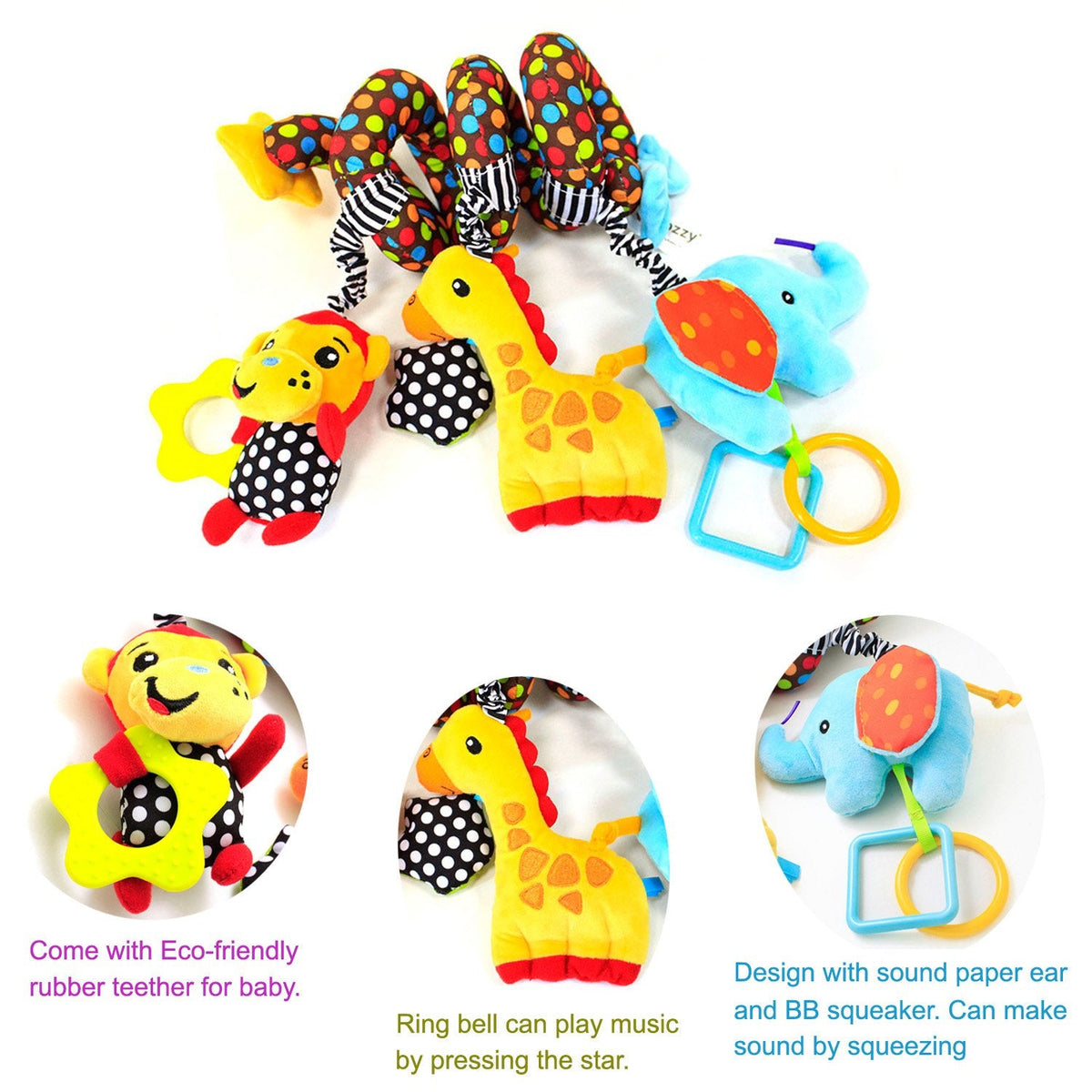 WILLWAY Car Seat Toys & Stroller Toy – Spiral Hanging Sensory Toys for 0-12 Months