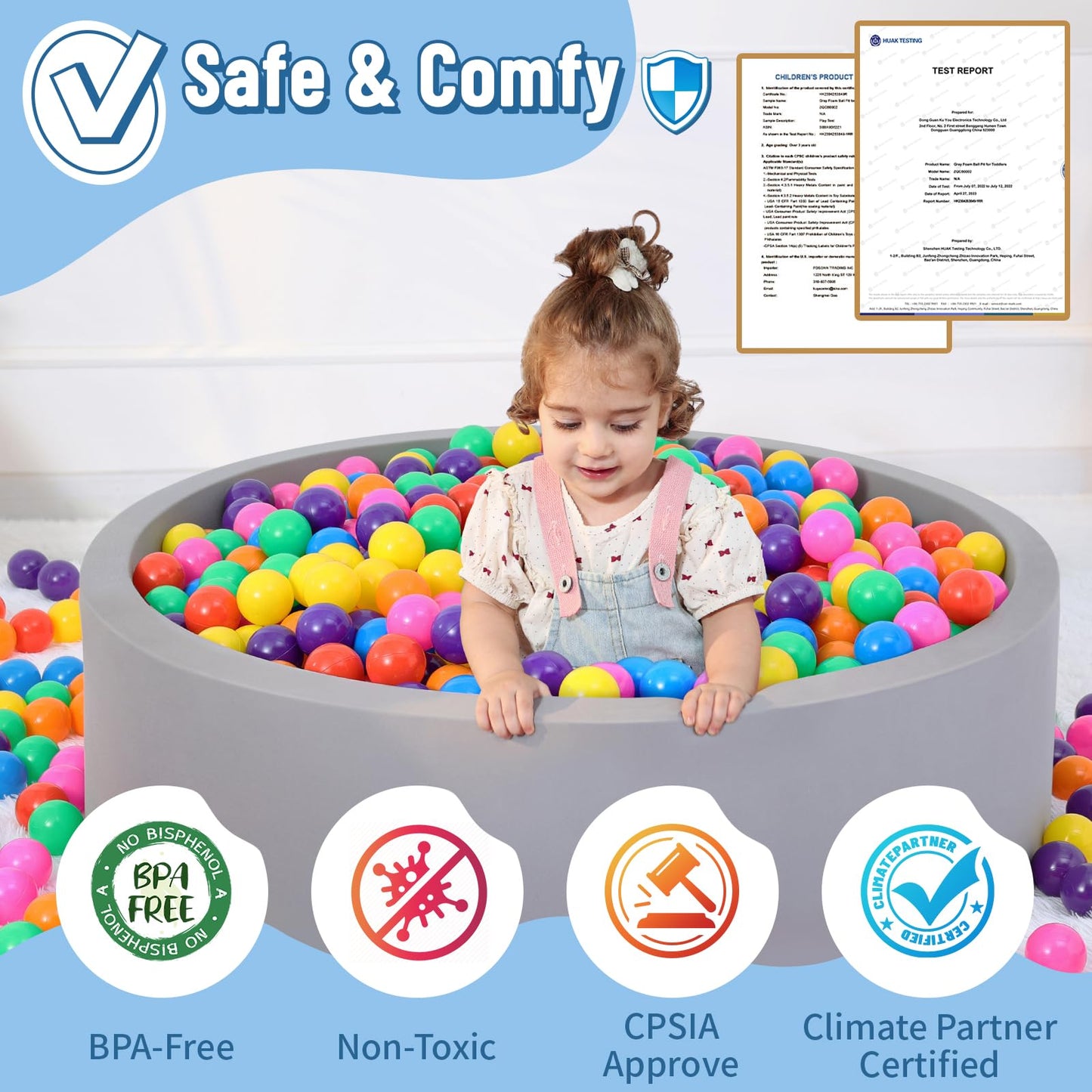 Wilwolfer Foam Ball Pit for Toddlers — 200 Balls, Safe Memory Foam Playpen