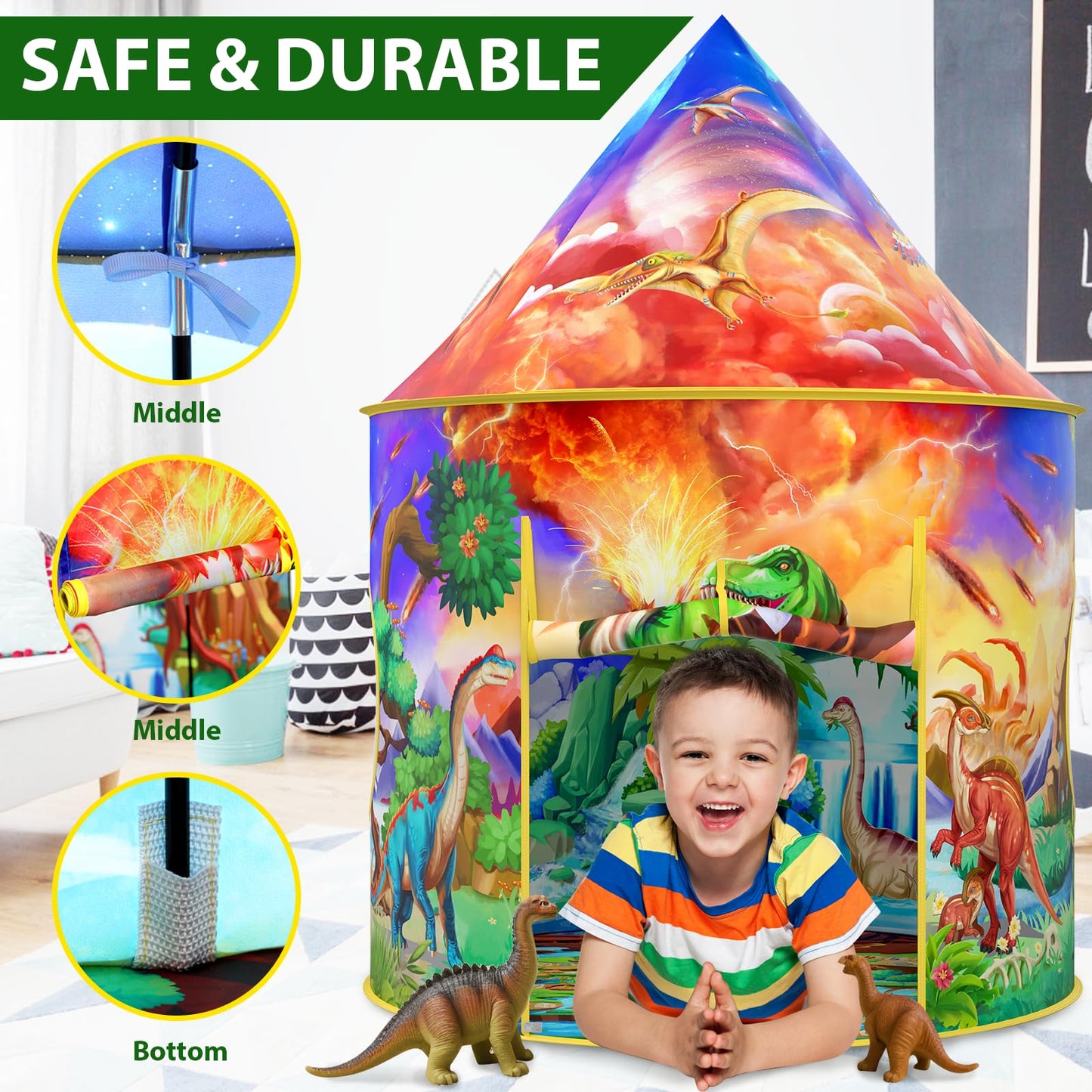 Wilwolfer Dinosaur Tent for Kids – Indoor Play Space for Toddlers and Babies