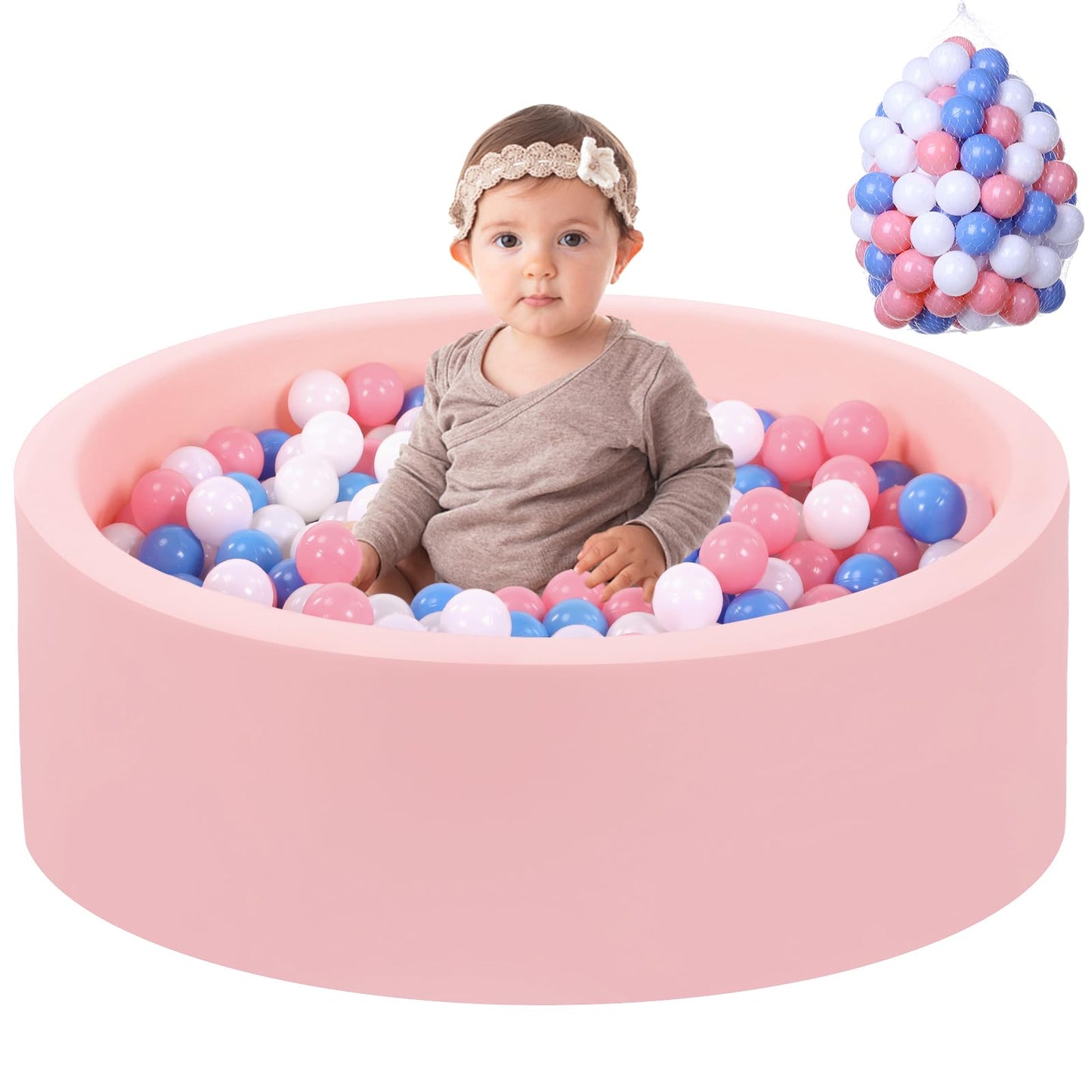 Wilwolfer Foam Ball Pit with 100 Balls – Large Toddler Indoor/Outdoor Playpen