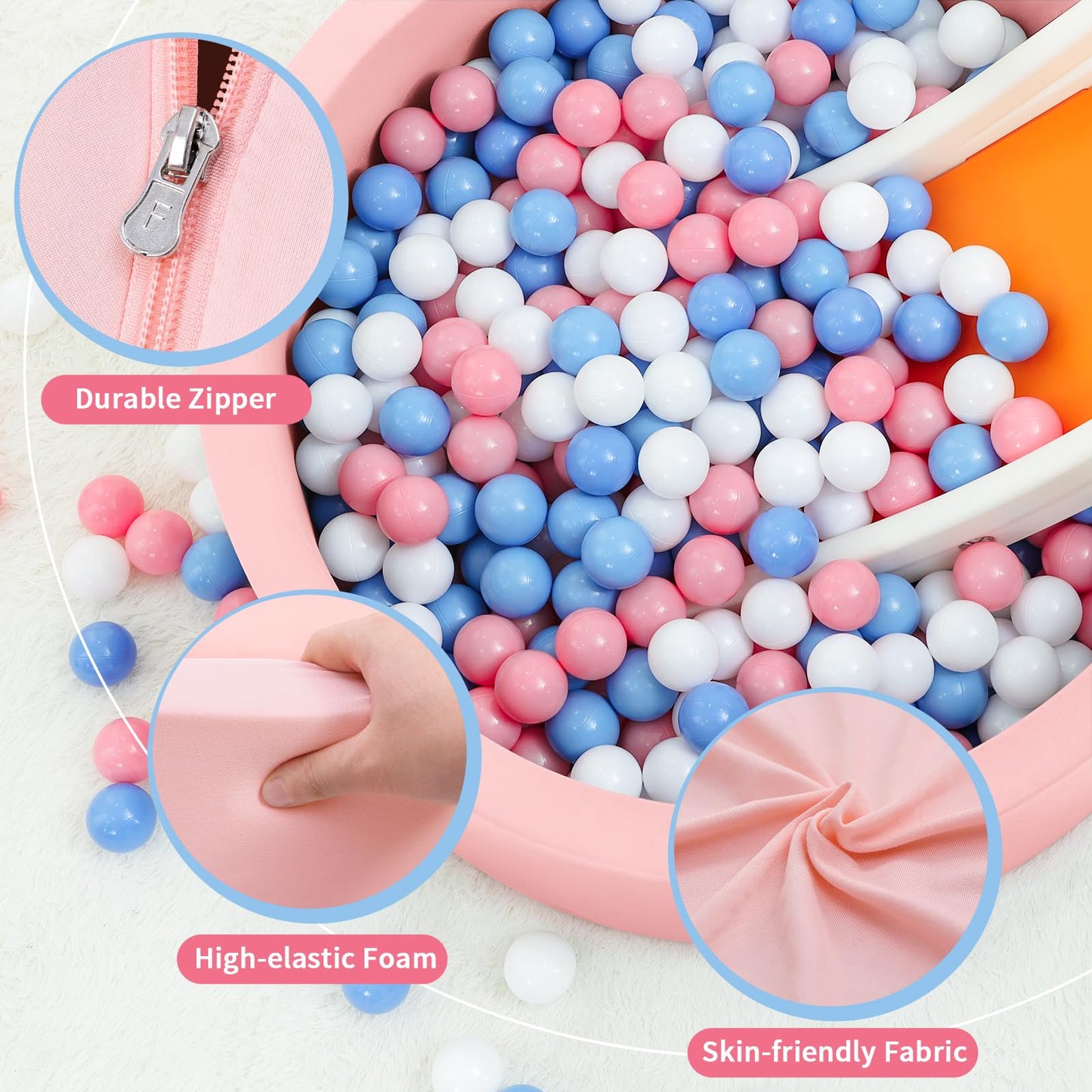 Wilwolfer Foam Ball Pit with 100 Balls – Large Toddler Indoor/Outdoor Playpen