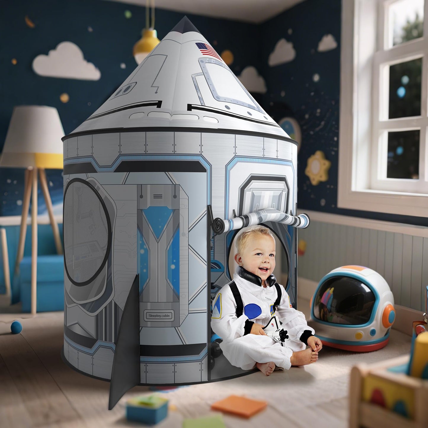 Wilwolfer Rocketship Tent for Kids – Space Toys, Indoor/Outdoor Play, Boys Room Decor