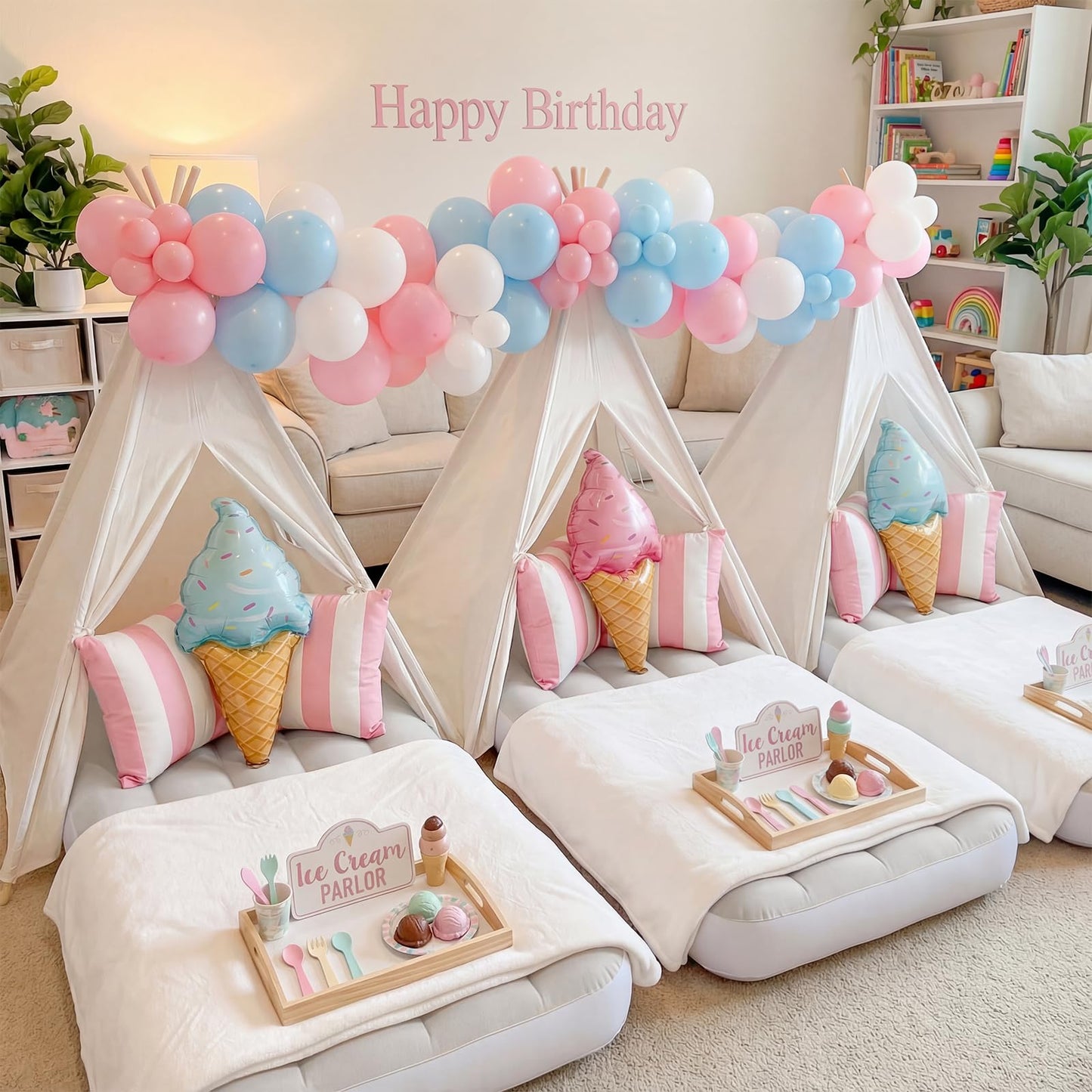 Wilwolfer 2 Pack Teepee Tent for Kids with Inflatable Airbed – Indoor Foldable Play Tent