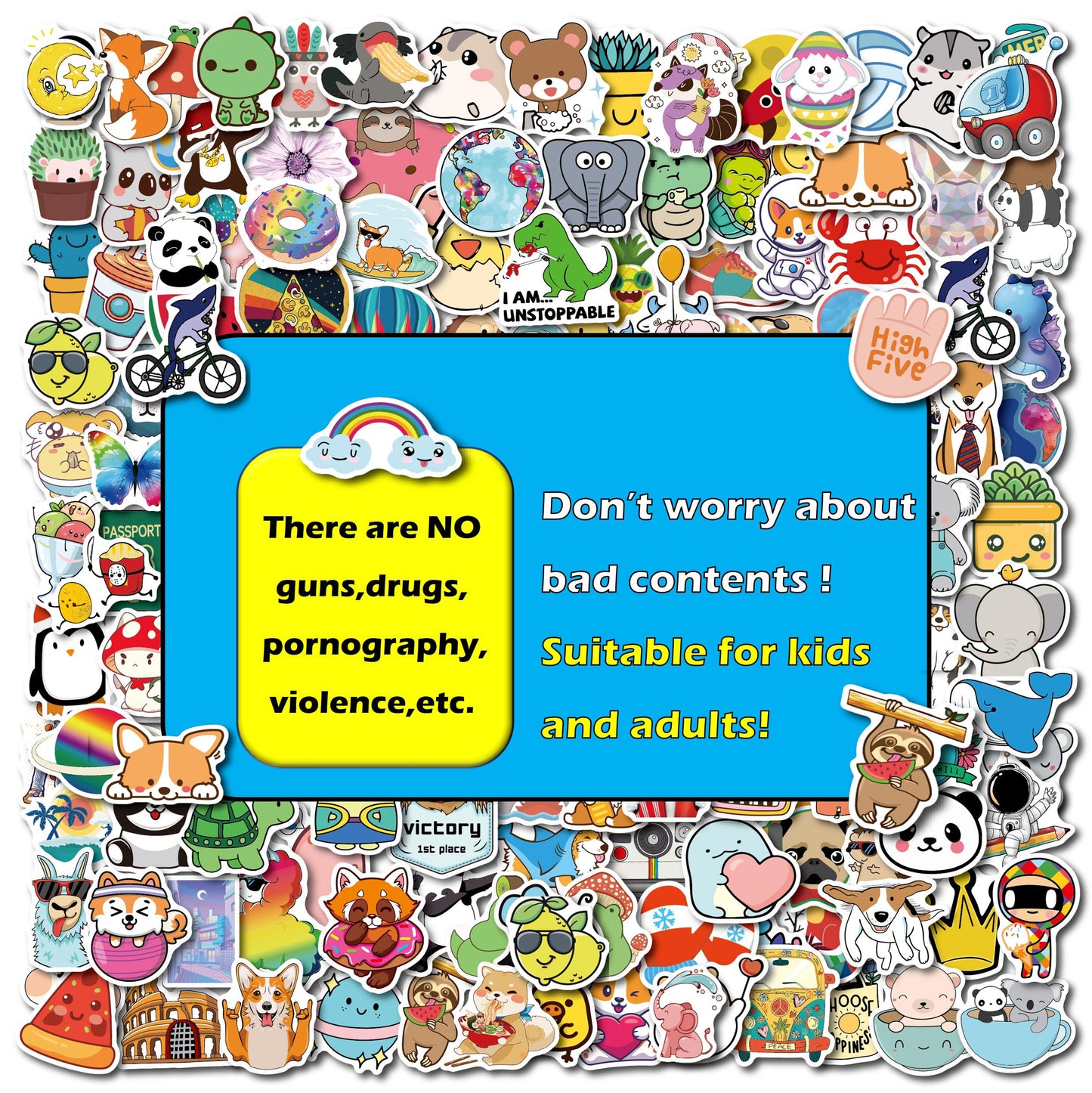 win4pdlay Water Bottle Stickers — 200 Waterproof Vinyl Decals for Kids and Classroom Use
