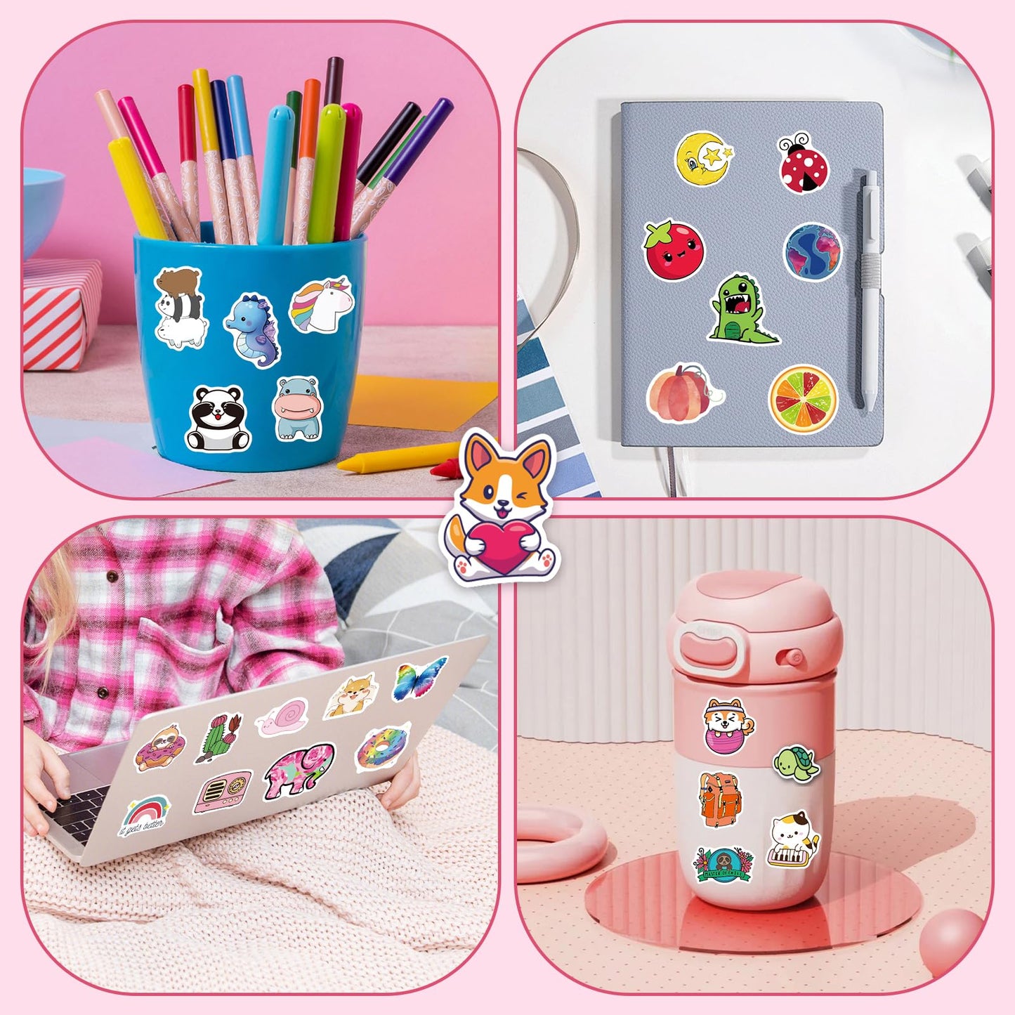 win4pdlay Water Bottle Stickers — 200 Waterproof Vinyl Decals for Kids and Classroom Use