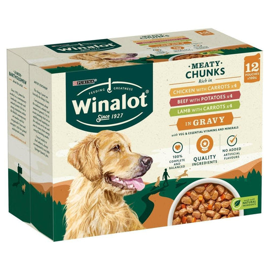 Winalot Adult Meaty Chunks in Gravy 4 x 12 x 100g
