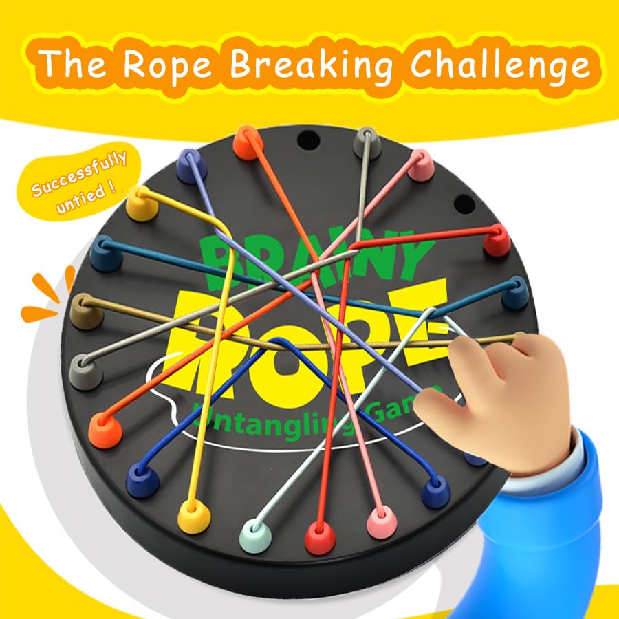 Winbar Brainy Knots Rope Untangling Game – Multi-Level Family Puzzle