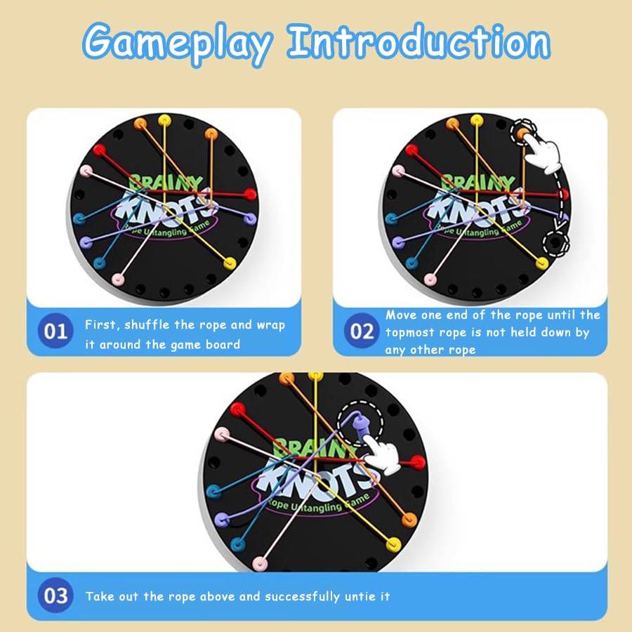 Winbar Brainy Knots Rope Untangling Game – Multi-Level Family Puzzle