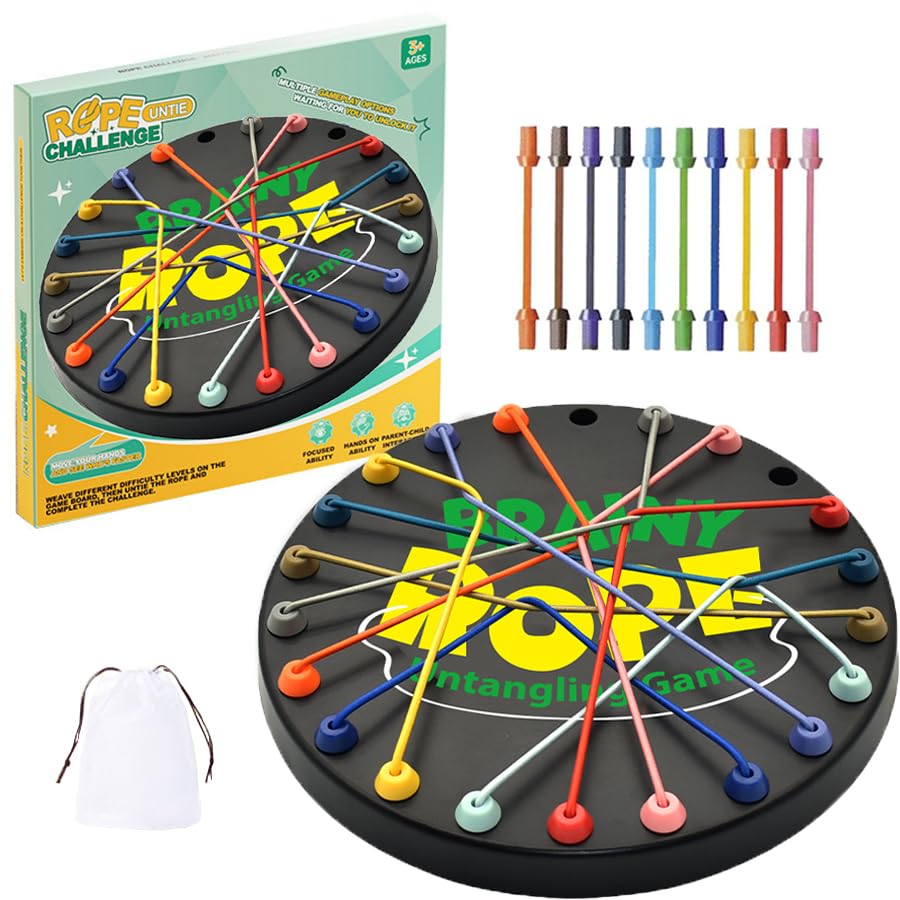 Winbar Brainy Knots Rope Untangling Game – Multi-Level Family Puzzle