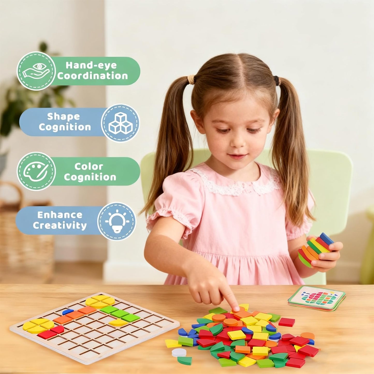 Winbar 120-Piece Wooden Shape Puzzle Set – Educational Memory & Shape Matching Games for Kids 4-8 and Seniors
