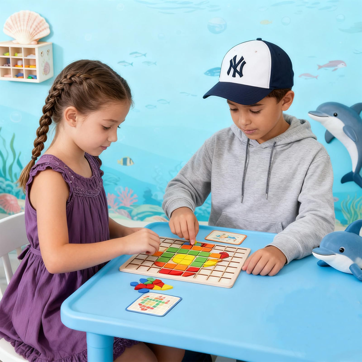 Winbar 120-Piece Wooden Shape Puzzle Set – Educational Memory & Shape Matching Games for Kids 4-8 and Seniors