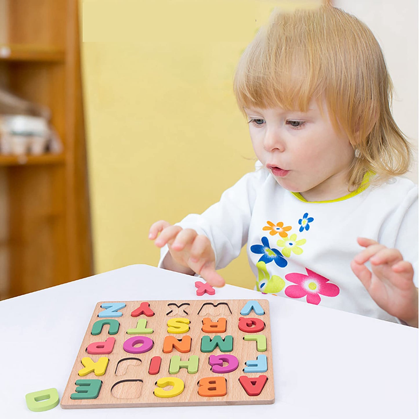 Winbar 3-in-1 Wooden Puzzles for Toddlers - Alphabet, Numbers & Shapes (2-Pack)
