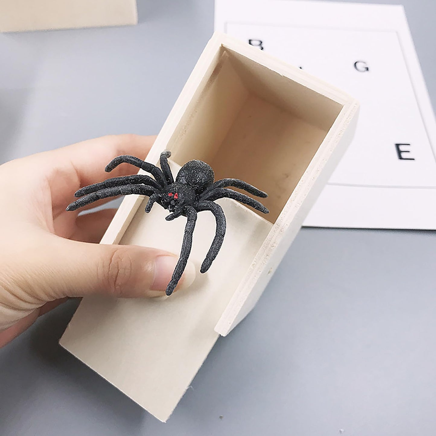 Winbar Rubber Spider Trick Box – Handmade Wooden Prank Box for Surprises