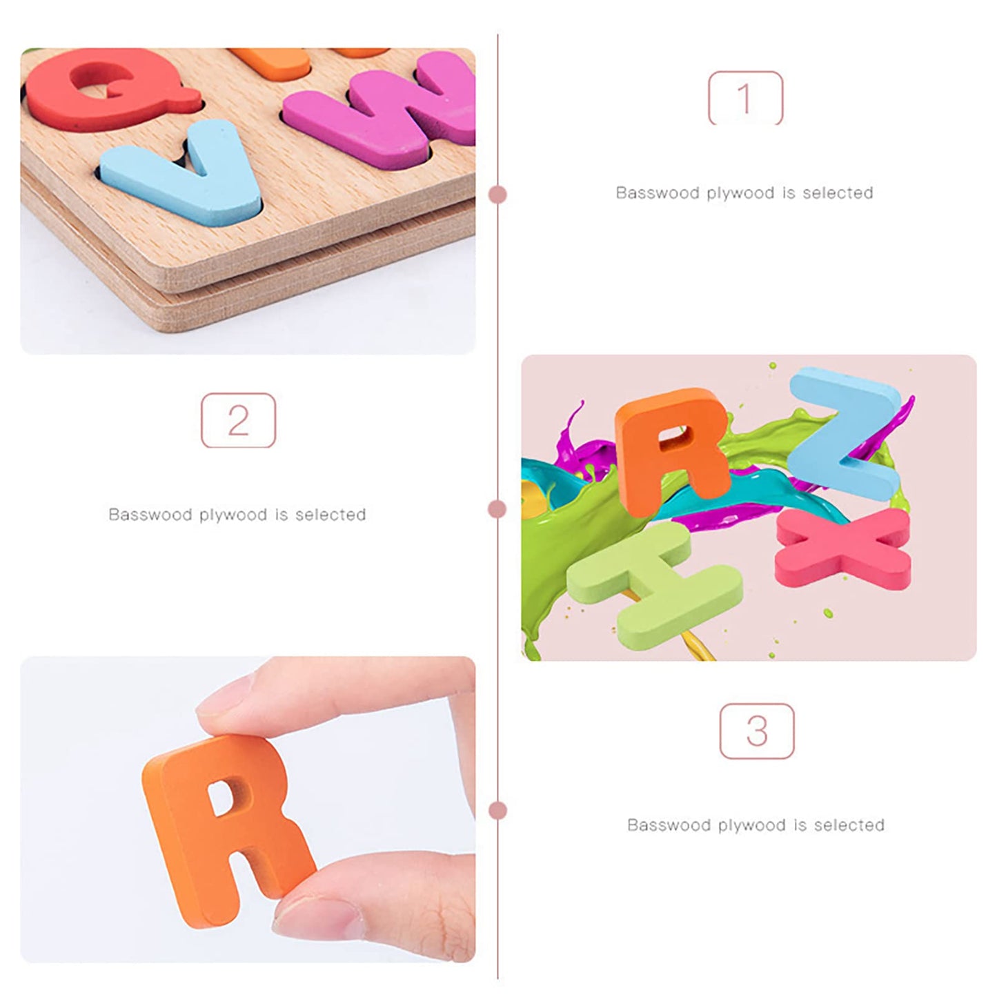 Winbar 3-in-1 Wooden Puzzles for Toddlers - Alphabet, Numbers & Shapes (2-Pack)