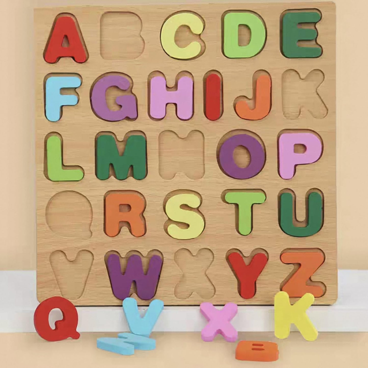 Winbar 3-in-1 Wooden Puzzles for Toddlers - Alphabet, Numbers & Shapes (2-Pack)