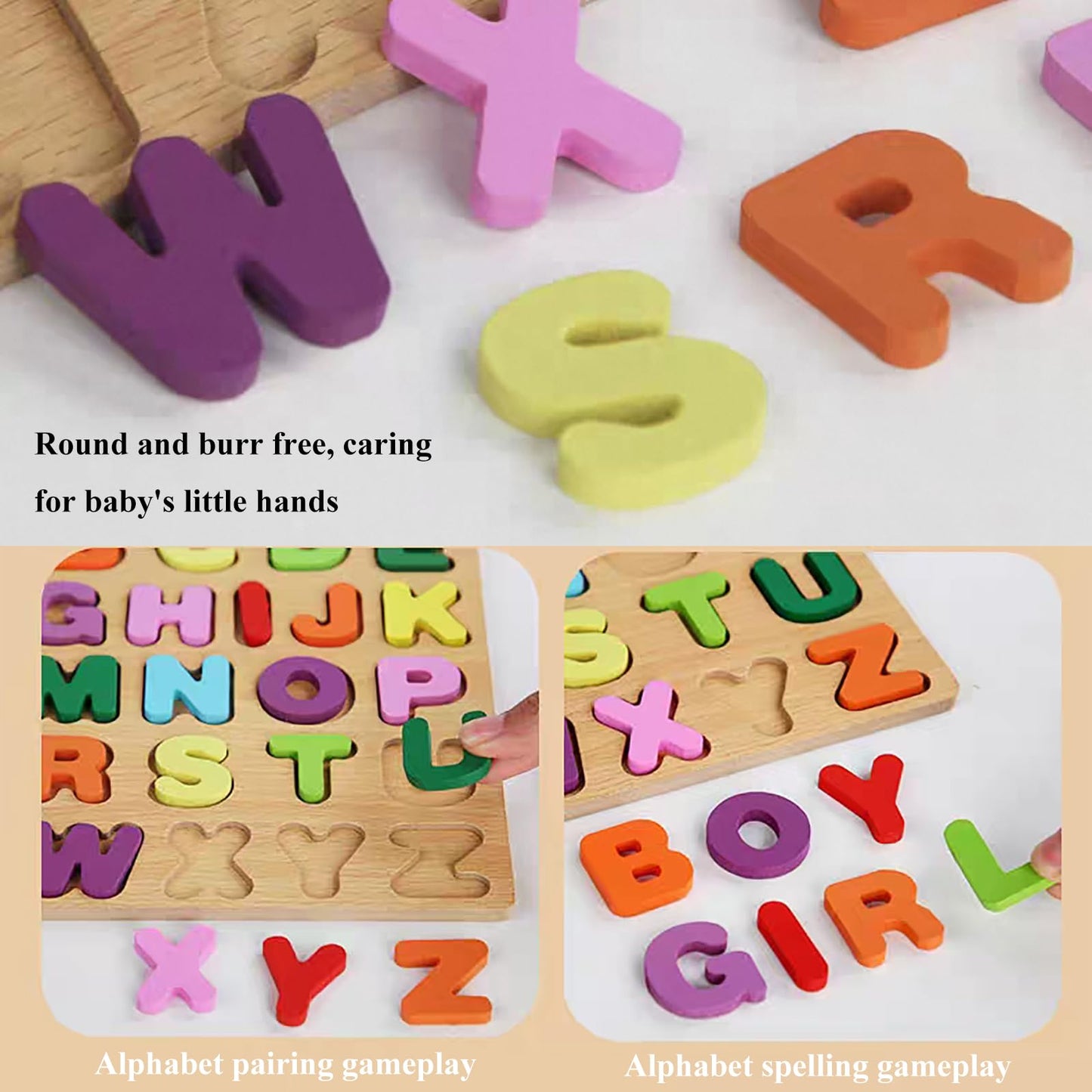 Winbar 3-in-1 Wooden Puzzles for Toddlers - Alphabet, Numbers & Shapes (2-Pack)
