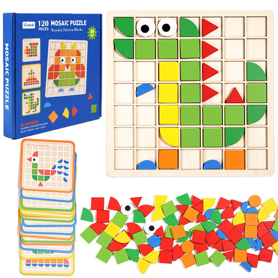 Winbar 120-Piece Wooden Shape Puzzle Set – Educational Memory & Shape Matching Games for Kids 4-8 and Seniors
