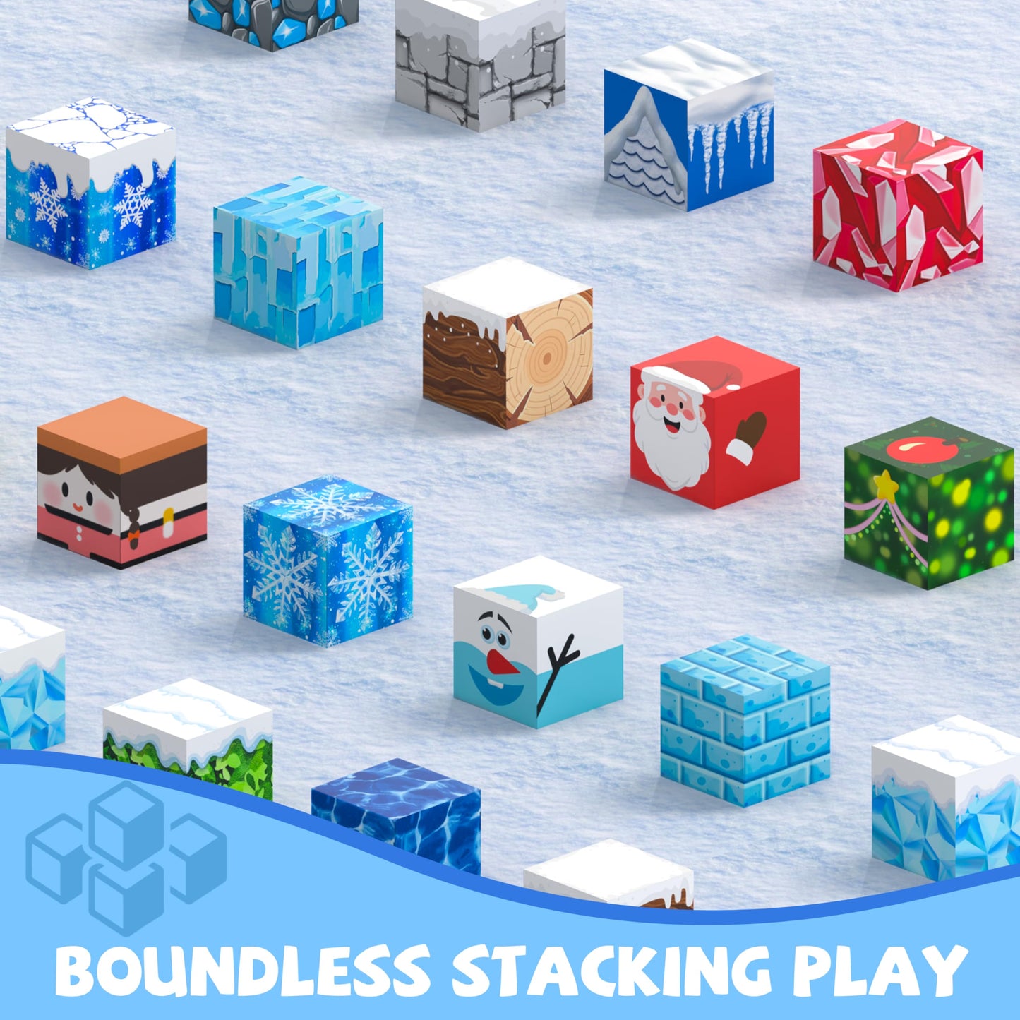 Winchoice Magnet 150PCS Magnetic Blocks – Light-Up Icy World STEM Toys for Kids 3+