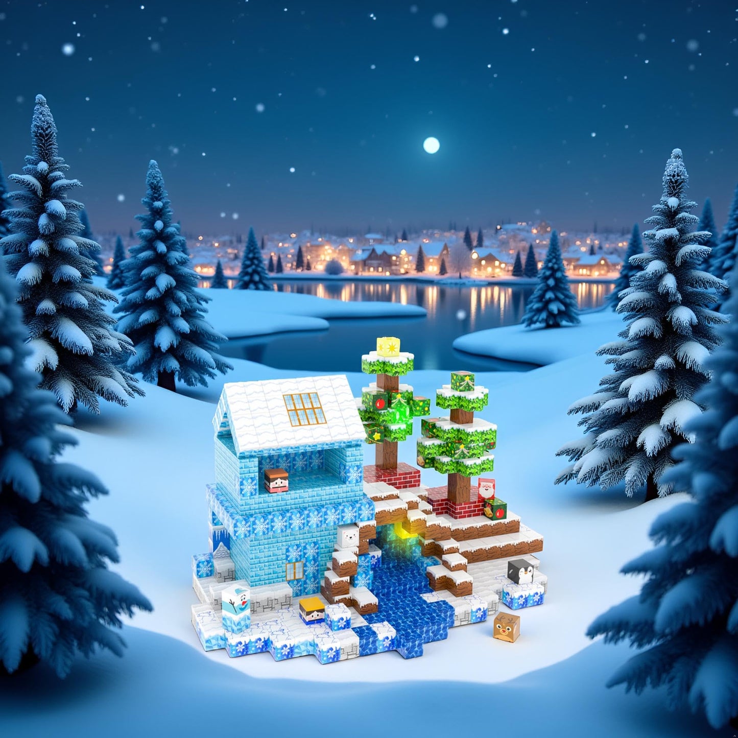 Winchoice Magnet 150PCS Magnetic Blocks – Light-Up Icy World STEM Toys for Kids 3+
