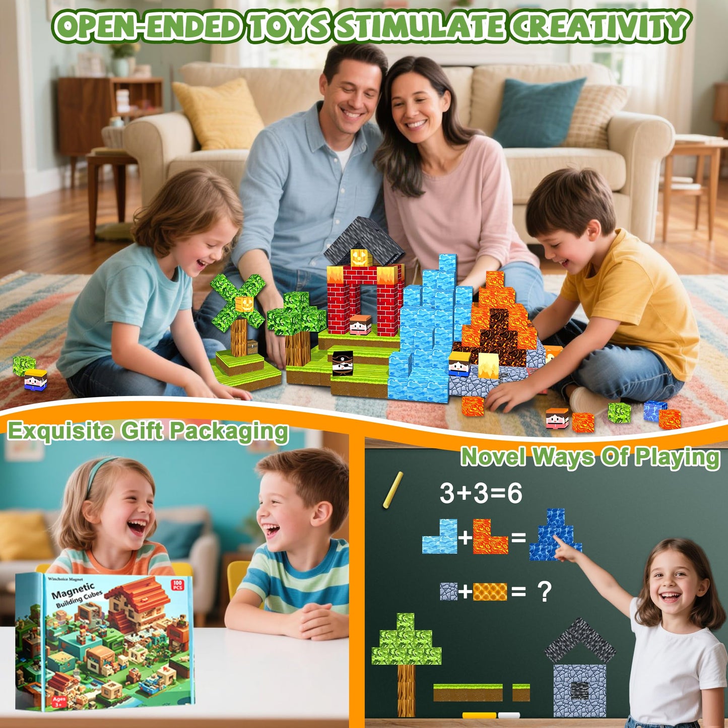 Winchoice Magnet 100PCS Magnetic Blocks for Toddlers (1-Inch, 3+) | Building Toys