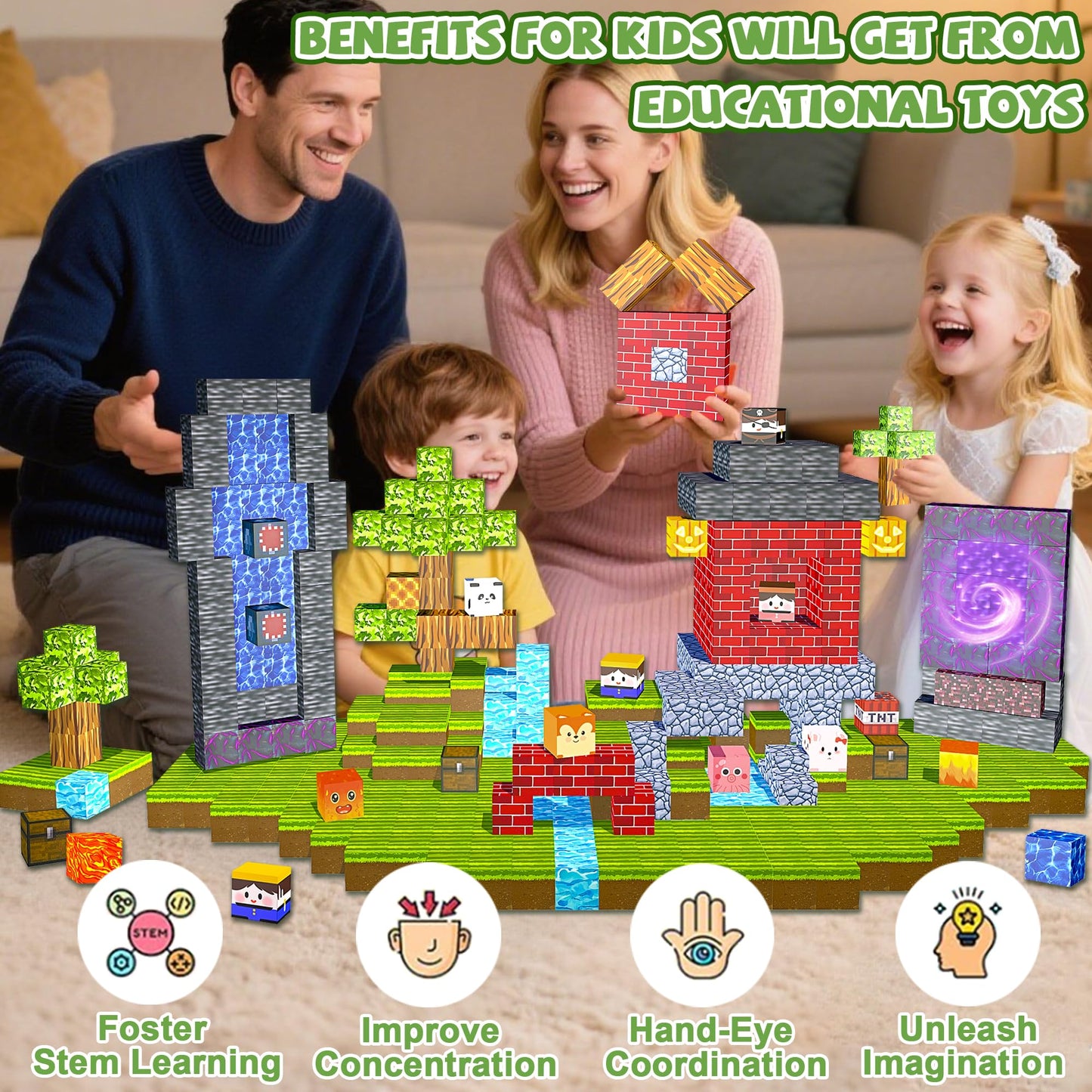 Winchoice Magnet 100PCS Magnetic Blocks for Toddlers (1-Inch, 3+) | Building Toys