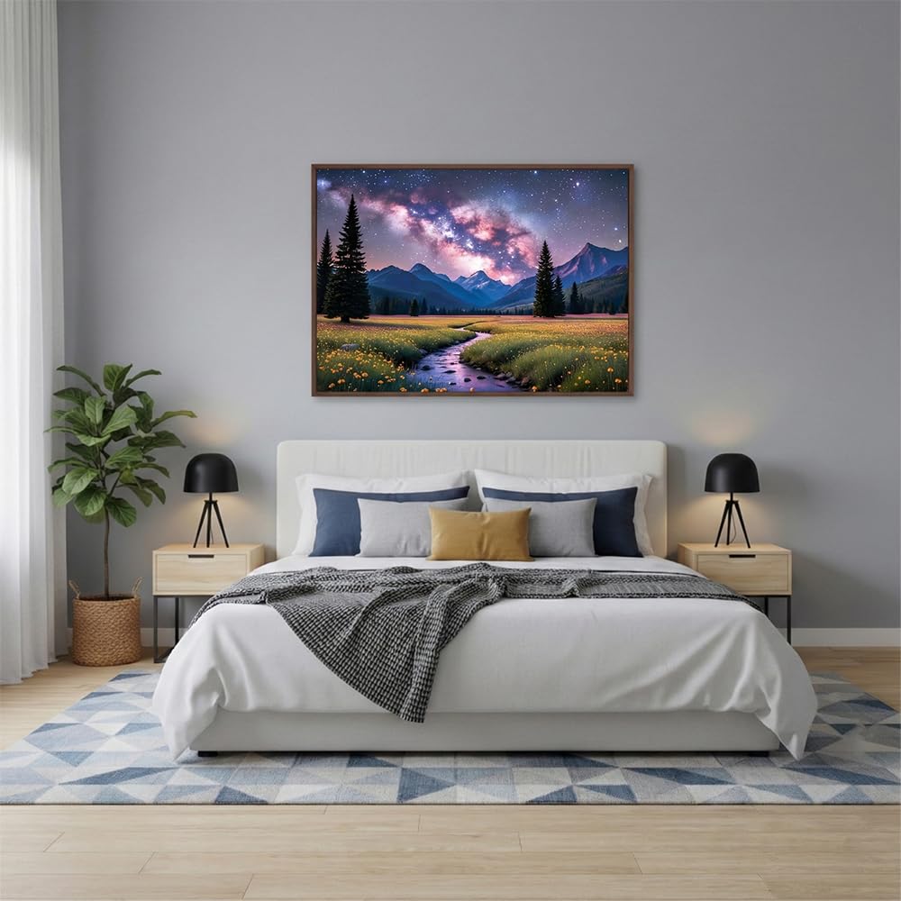 Windgift 1000-Piece Puzzle: Starlit Meadow for Adults | 28x20 in Frame-Ready