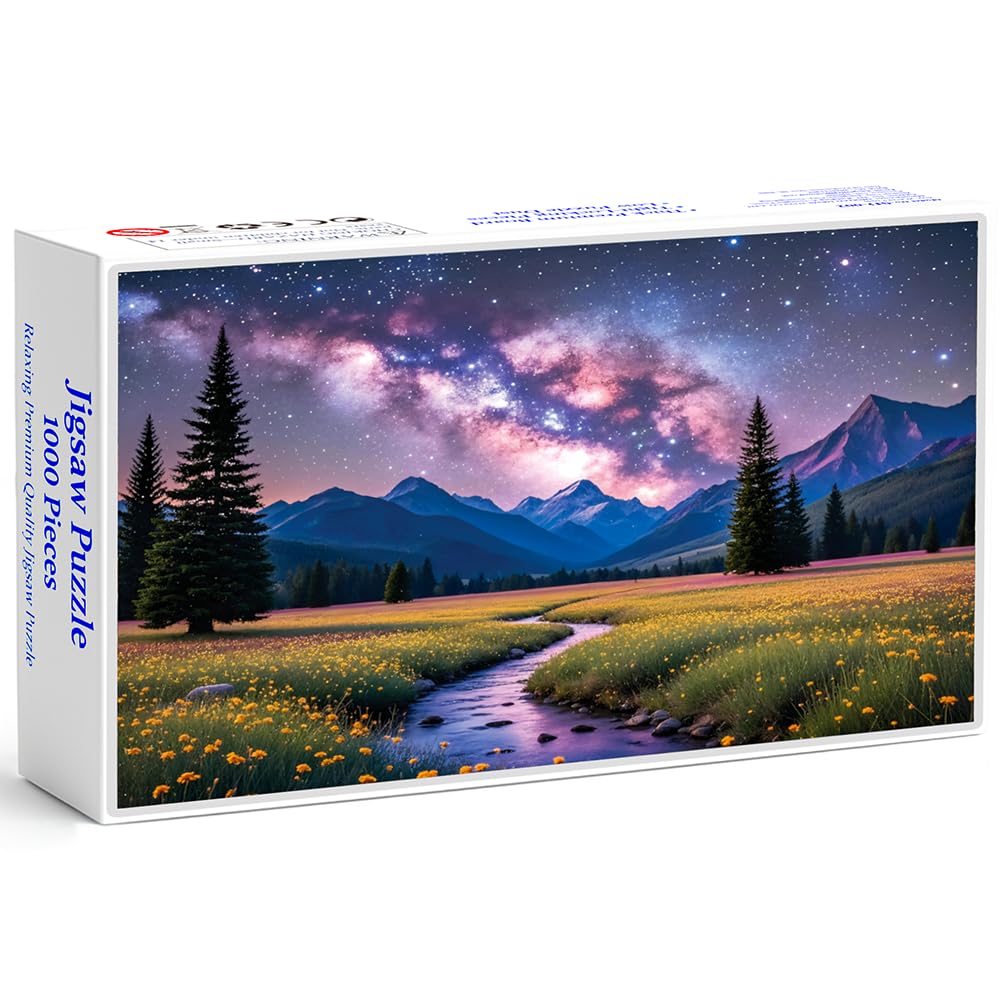 Windgift 1000-Piece Puzzle: Starlit Meadow for Adults | 28x20 in Frame-Ready