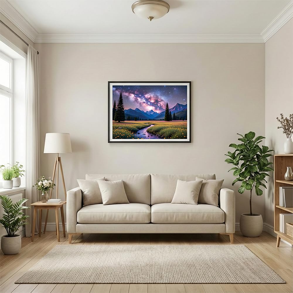 Windgift 1000-Piece Puzzle: Starlit Meadow for Adults | 28x20 in Frame-Ready