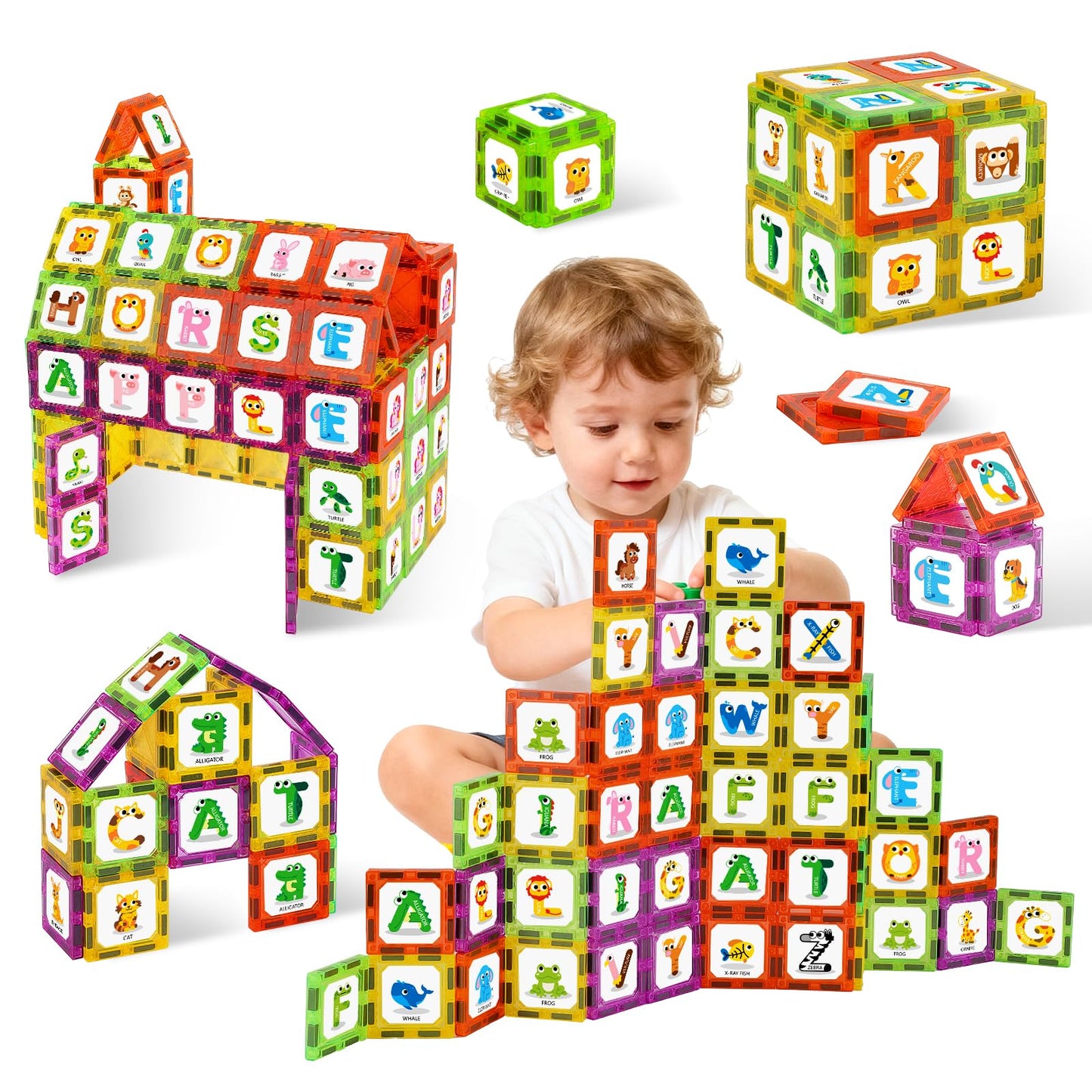 Windidi Magnetic Letters Learning Tiles – Animal Alphabet ABC Magnets for Preschool