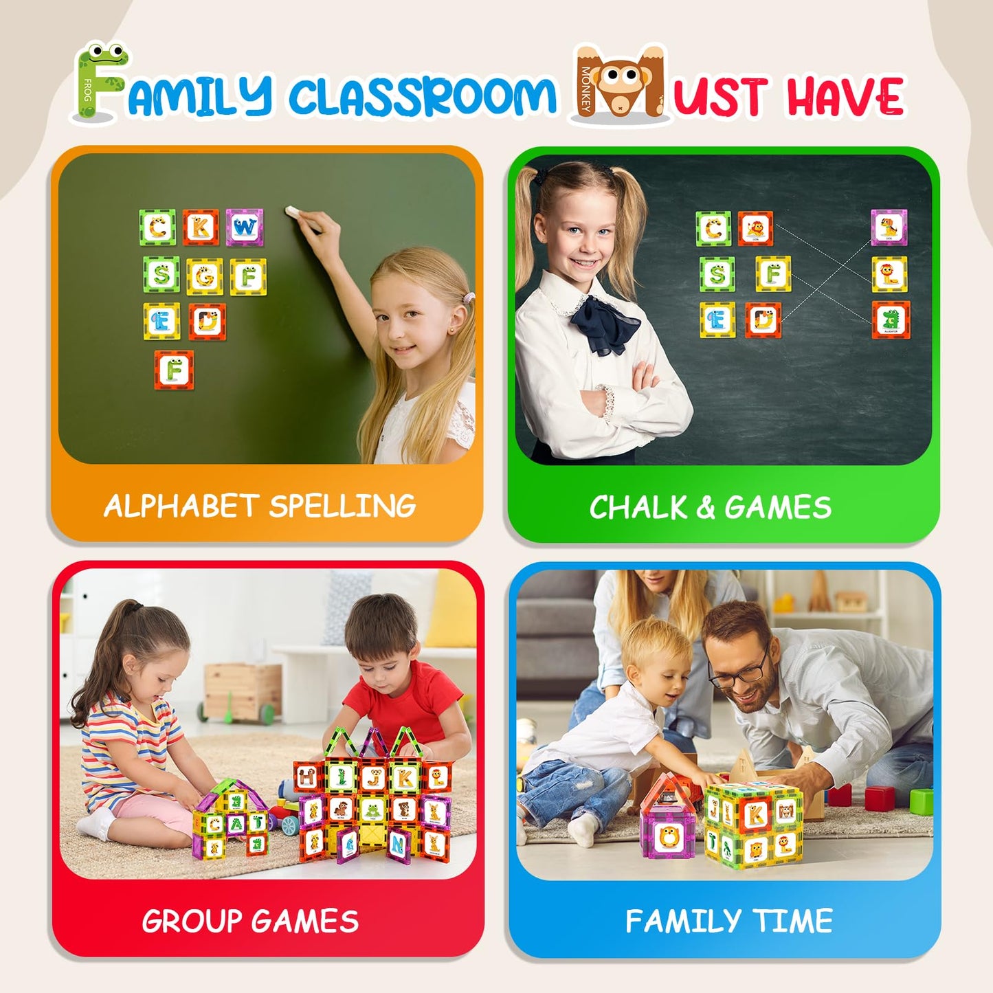 Windidi Magnetic Letters Learning Tiles – Animal Alphabet ABC Magnets for Preschool