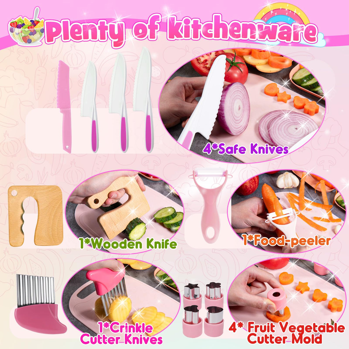 Windidi Kids Kitchen Knife Set – 13-Piece Montessori Toddler Tools with Storage Box
